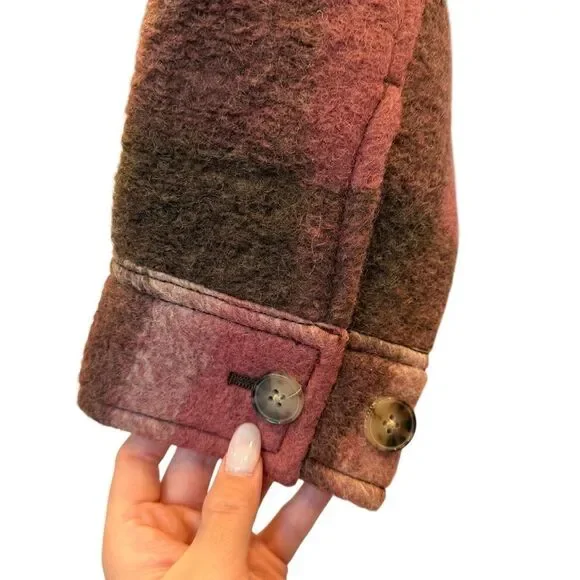 NWT Aritzia Wilfred Free The Ganna Crop Italian Wool Plaid Shacket - Womens S - Picture 4 of 9